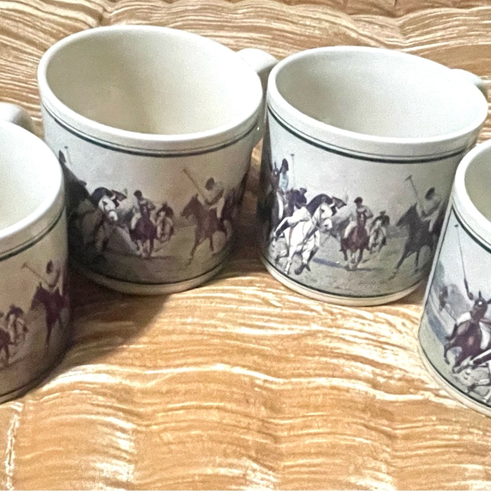 Vintage Ralph Lauren Polo Scene Coffee Mugs – Set of 4